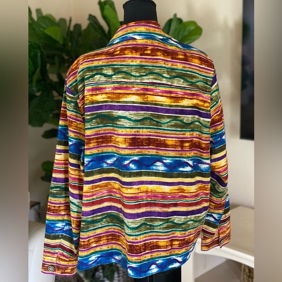 Coldwater Creek Multicolor Striped Cotton Jacket Boho Abstract Size 2X NWOT - Picture 15 of 15